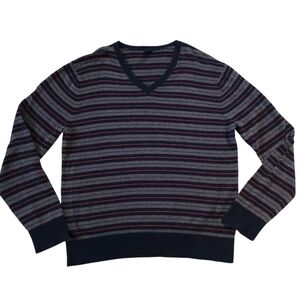 Y2K Gap Striped Vneck Alpaca Blend Grunge Sweater Sz M